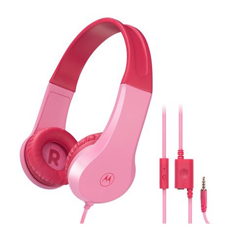 Dziecięce słuchawki przewodowe Motorola Moto JR200 Nauszne Wbudowany mikrofon Wtyczka 3,5 mm Różowe